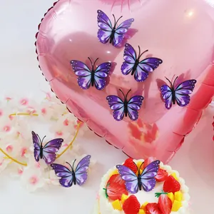 3D Schmetterling Wandtattoo in Lila-Blau-Verlauf für Party- und Kuchendekorationen