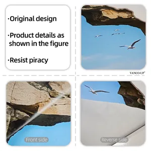 Detail showing smooth mirror-finish surface and waterproof texture of the sea sunset wall sticker
