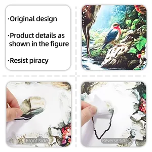 Détails du motif recto-verso et de l'adhésif détachable du sticker mural nature