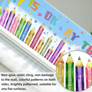 Détail de stickers muraux statiques crayons colorés avec citations de motivation