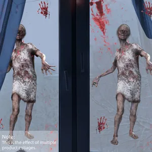 Stickers Halloween de mains ensanglantées et zombies réalistes sur vitrage