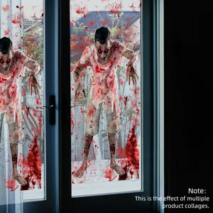 Détail de sticker Halloween montrant un zombie aux yeux brillants et effet de sang