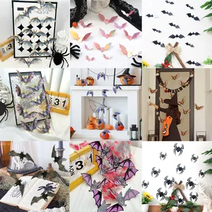3D Halloween Νυχτερίδα Αράχνη Αυτοκόλλητα Τοίχου PVC Διακοσμητικά Για Υπνοδωμάτιο Καθιστικό Πάρτι Τοίχος Διακόσμηση Σπιτιού