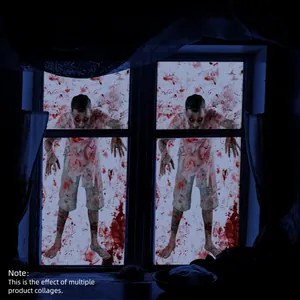 Silhouettes de zombies effrayants aux yeux rouges et éclaboussures de sang sur stickers