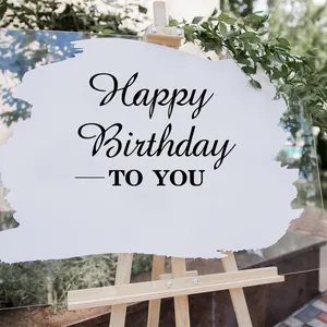 Acrylic happy birthday welcome sign with wood easel for elegant party decor