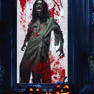 Sticker de fenêtre fantôme effrayant avec taches de sang pour déco d'Halloween