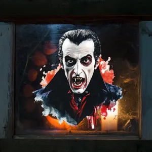 Autocollant de vampire effrayant avec éclaboussures de sang pour déco Halloween