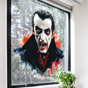 Sticker de fenêtre Vampire Dracula avec style aquarelle sur une surface en verre