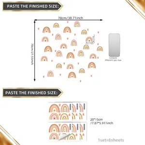 Stickers Muraux Arc-en-ciel DIY avec Cœurs Dorés pour Chambre d'enfant 78x70cm