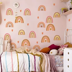 Stickers muraux arc-en-ciel dorés pour décoration de chambre d'enfant et bébé
