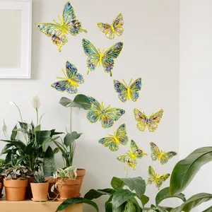 3D Bunte DIY Schmetterling Wandaufkleber mit Goldfolie für die Wohnzimmer Wanddekoration