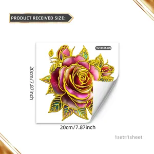 Detailansicht Blumen-WC-Aufkleber in Lila mit Goldrand und 20 cm Größenangabe