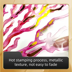 Detail of mermaid wall sticker with golden hot stamping process and coral texture
