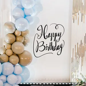 Detail of elegant Happy Birthday wall decal with matte balloons for party decoration