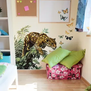 Adesivi murali leopardati e farfalle realistici per decorazioni casa soggiorno