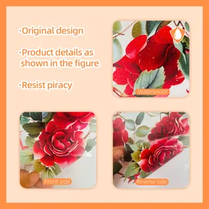 Double-sided floral rose window sticker with waterproof material and vivid flower design