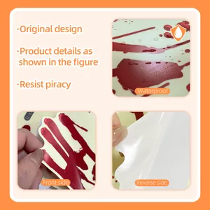 Detailed view of waterproof Halloween bloodstain wall stickers with a glossy PVC texture