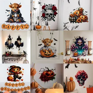 Τρισδιάστατα Αυτοκόλλητα Τοίχου Halloween Αφαιρούμενο PVC Κολοκύθα Κρανίο Νυχτερίδα Φάντασμα για Σαλόνι Μπάνιο Τουαλέτα Σπίτι