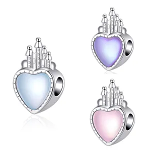 Breloques en Alliage Émaillé Cœur Château pour Bracelets DIY Fabrication de Bijoux Perles de Conte de Fées pour Femmes Accessoires de Bijoux