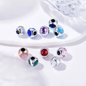 Fashion Alloy Round Crystal Ball Charms Beads For DIY Bracelet Necklace Making Silver Gold Plated Rhinestone Inlaid Jewelry Finding