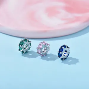 18k gold plated spacer beads with micro-pave zircon for DIY bracelet jewelry making