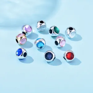 Silver and gold plated beads with colorful crystal stones for DIY charm bracelets