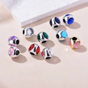 Colorful crystal beads with gold and silver bases for DIY bracelet jewelry making