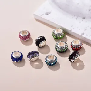 Colorful faceted crystal pavé large hole beads for DIY jewelry making accessories