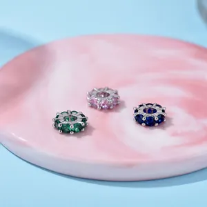 Exquisite 18k gold-filled barrel charms with colorful micro-pave cubic zirconia crystals