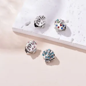 Zilveren schelpkralen met kleurrijke zirkonia kristallen voor DIY-sieradensets