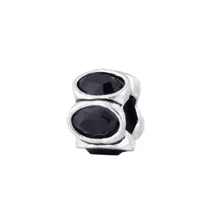 Ciondolo classico in lega con gemme nere sfaccettate per bracciali e collane fai da te