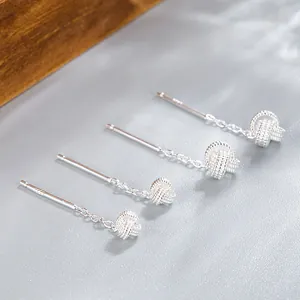 Orecchini nappa in argento S925 con sfere intrecciate e delicate catenine sottili