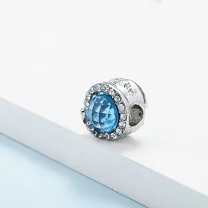 Lega Blu Cristallo Fiore DIY Charm Perlina Argentato Smalto Petalo Spacer Perlina Per Braccialetto Europeo Creazione Gioielli