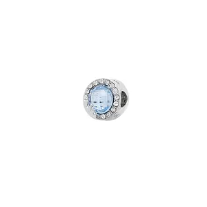 Charm a petalo con cristallo azzurro e zirconi cubici per bracciali in stile europeo