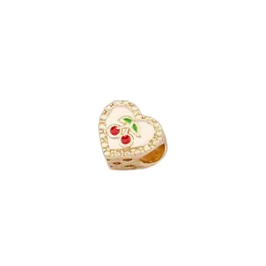 Gouden hartvormige kersenhanger voor DIY-sieraden en armbanden maken van metaal