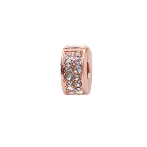 Elegante roségouden bedel met zirkonia-pavé voor doe-het-zelf armbanden en kettingen
