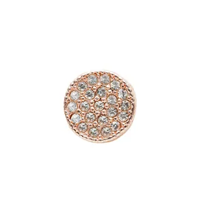 Elegant rose gold plated round clip charm with sparkling pavé cubic zirconia