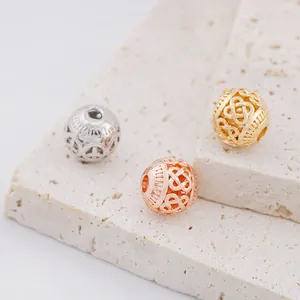 Perline Rotonde Traforate in Lega con Nodo Celtico e Segno della Pace per Fai da Te Bracciale Collana Accessori Gioielli
