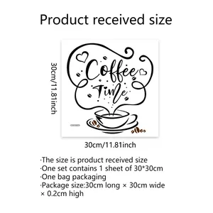Coffee Time Wandtattoo mit Kaffeetasse und Herz für Küche und Café Deko in 30x30cm Größe
