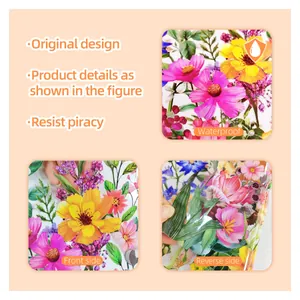 Detalle de vinilos florales de doble cara impermeables con diseños de flores vivos