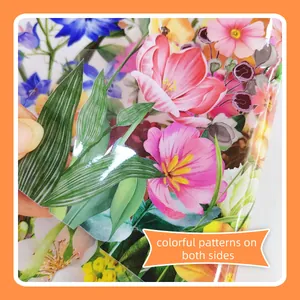 Detalle de pegatina floral de doble cara para ventana con tulipanes y hojas