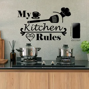 Detail der My Kitchen Rules Wandsticker mit Maßen 17x8cm und Kochmützen-Motiv
