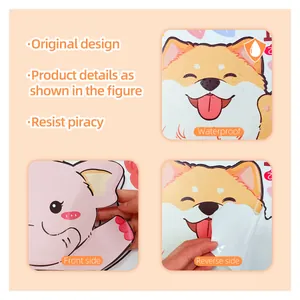 Detail showing waterproof PVC cartoon animal wall stickers with peel and stick backing