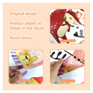 Detail showing waterproof animal height wall decal with front and reverse side texture