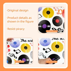 Waterproof vinyl record music notes wall stickers with self-adhesive PVC backing