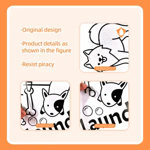 Sticker mural de buanderie étanche avec motif de chiot, vue du recto et du verso
