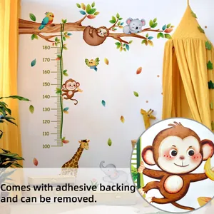 Detail of cartoon animal height chart featuring colorful zoo animals with clear 100-180cm scale