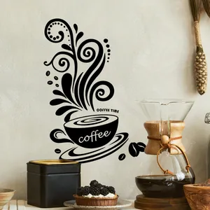 Wandsticker mit Kaffeetasse und Coffee Time Schriftzug für Küche und Cafés
