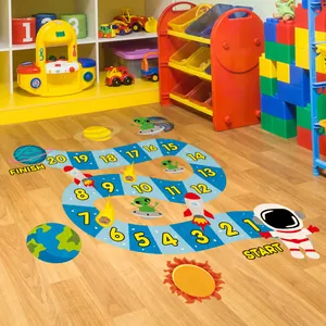 Ruimte Astronaut Hinkelen Vloersticker Voor Speelkamer Kinderen Educatief Nummer Spel Muurstickers Cartoon Planeet Stickers Woondecoratie