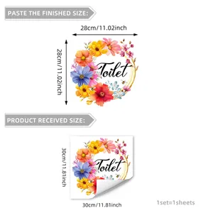 Blumen-WC-Wandsticker Set mit buntem Kranz-Design für die Badezimmer-Dekoration